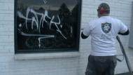 Graffiti on window before 